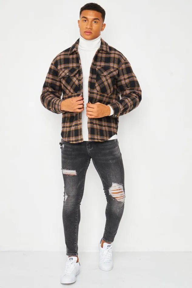 Men Jacket In Black Check Black Brentiny Paris Jackets