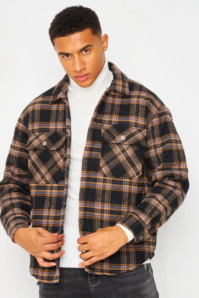 Men Jacket In Black Check Black Brentiny Paris Jackets