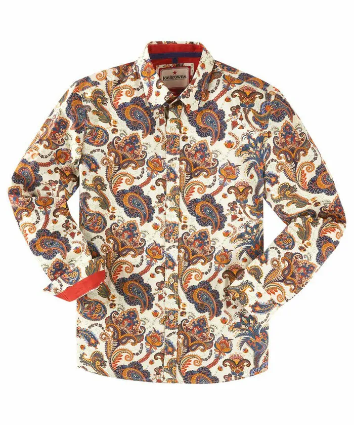 Men Joe Browns Smarten Up Paisley Shirt Cream Men Joe Browns Smarten Up Paisley Shirt Cream