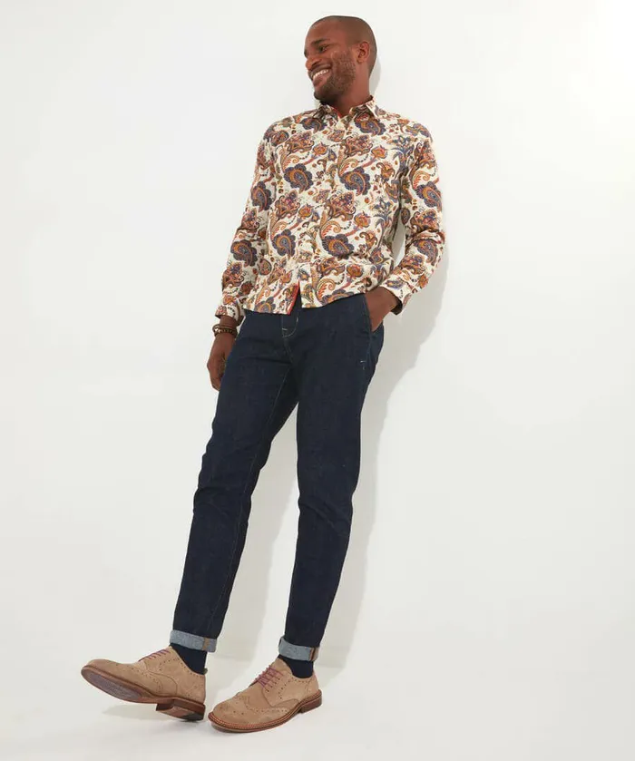 Men Joe Browns Smarten Up Paisley Shirt Cream Men Joe Browns Smarten Up Paisley Shirt Cream