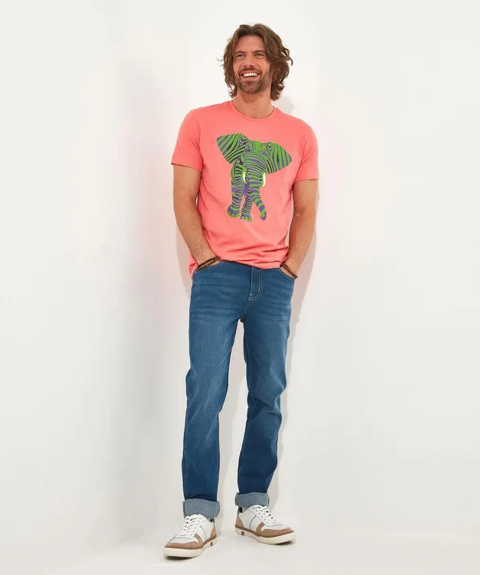 Men Joe Browns Superb Stripe Elephant Tee Pink Men Joe Browns Superb Stripe Elephant Tee Pink