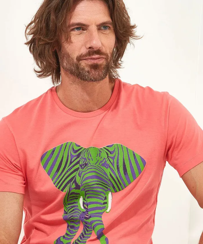 Men Joe Browns Superb Stripe Elephant Tee Pink Men Joe Browns Superb Stripe Elephant Tee Pink