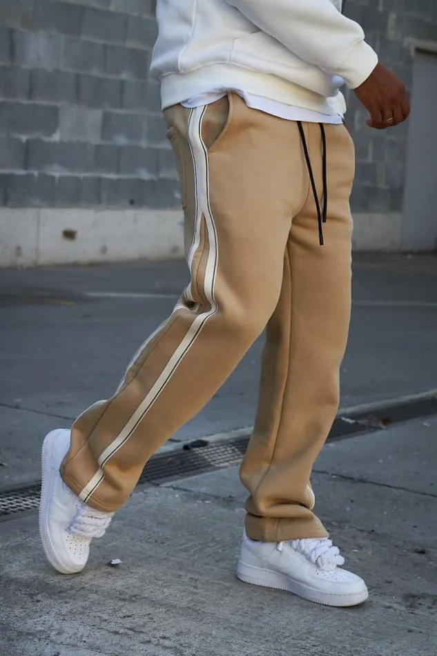 Men Jogging Camel Bandes Bicolore Camel Brentiny Paris Pants