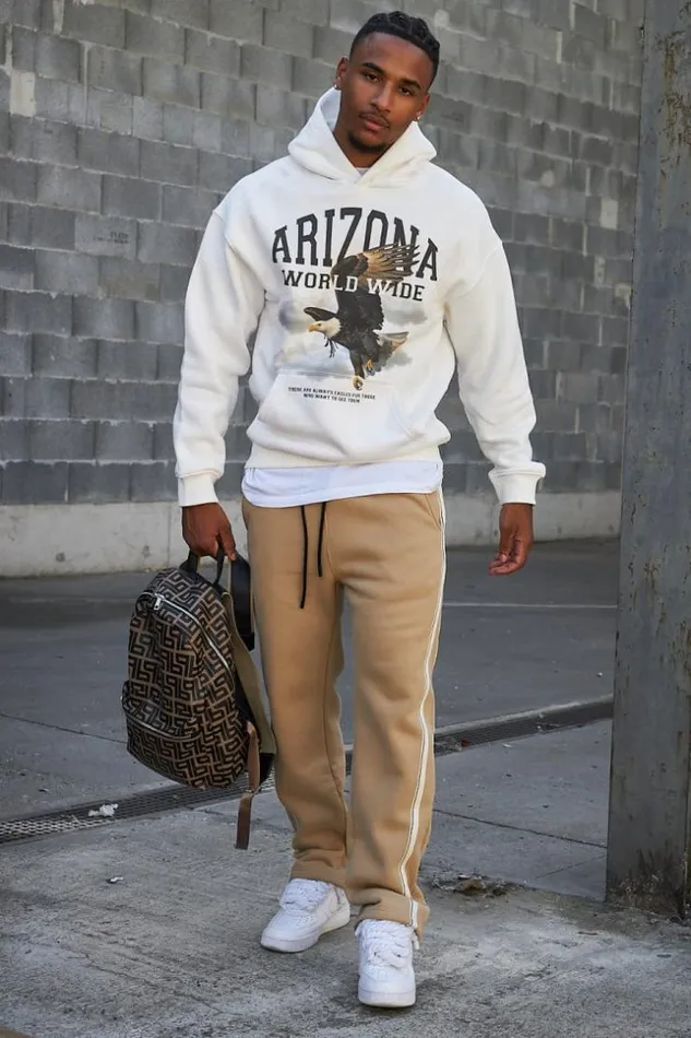 Men Jogging Camel Bandes Bicolore Camel Brentiny Paris Pants