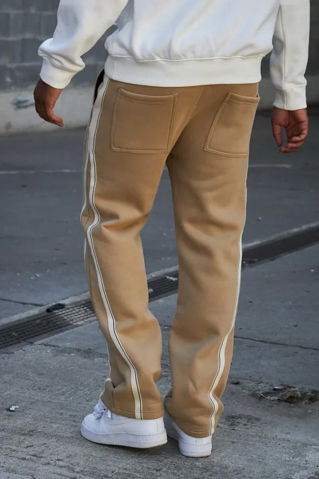 Men Jogging Camel Bandes Bicolore Camel Brentiny Paris Pants