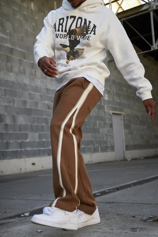 Men Jogging Marron Bandes Bicolore Brown Brentiny Paris Pants
