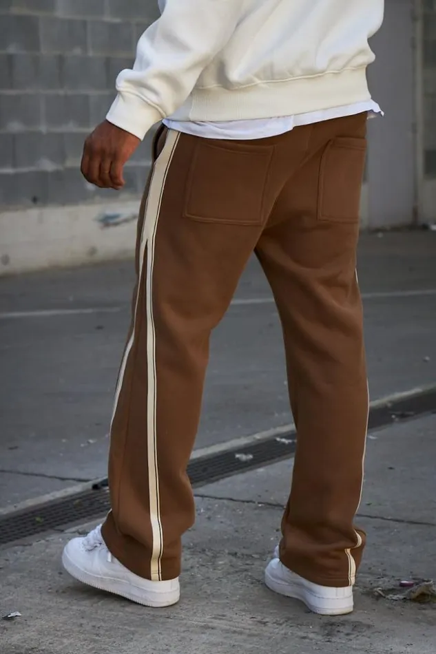 Men Jogging Marron Bandes Bicolore Brown Brentiny Paris Pants