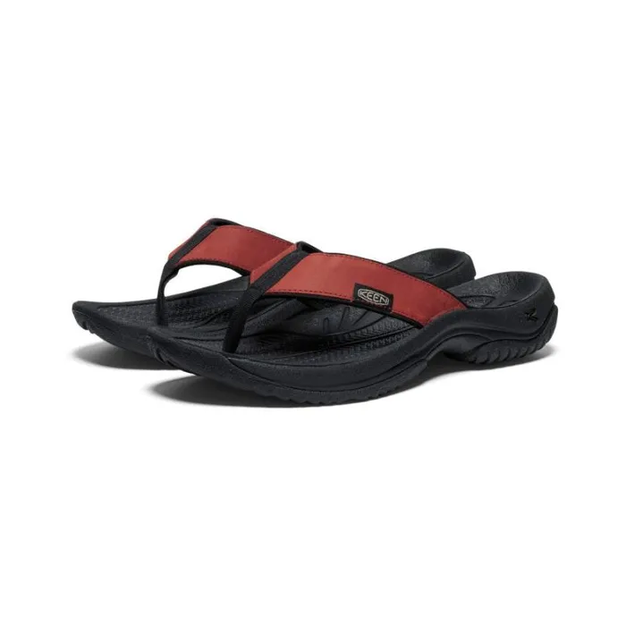 Men KEEN SlipOns Kona Flip Fired BrickBlack Leather FlipFlop Men KEEN SlipOns Kona Flip Fired BrickBlack Leather FlipFlop
