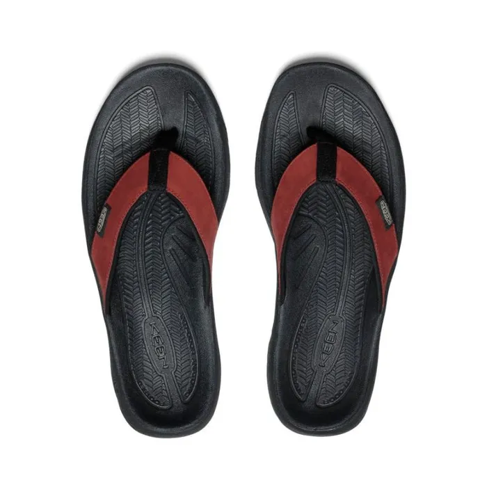 Men KEEN SlipOns Kona Flip Fired BrickBlack Leather FlipFlop Men KEEN SlipOns Kona Flip Fired BrickBlack Leather FlipFlop