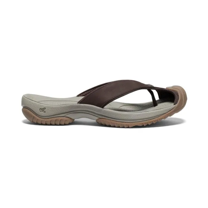 Men KEEN SlipOns Waimea JavaPlaza Taupe Leather FlipFlop