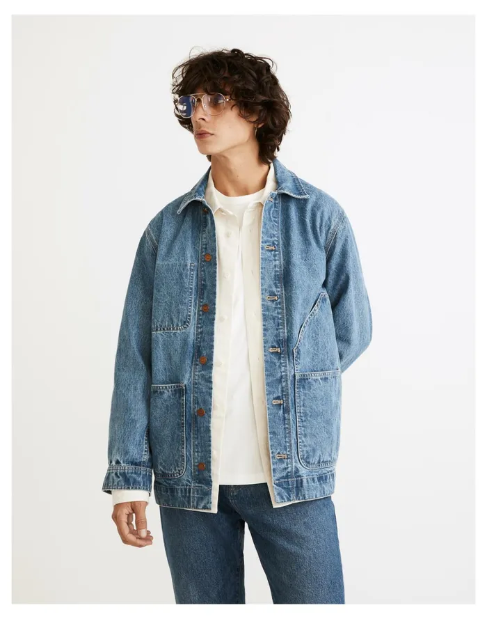 Men Lightweight Denim Chore Jacket Bransford Wash Madewell Jackets