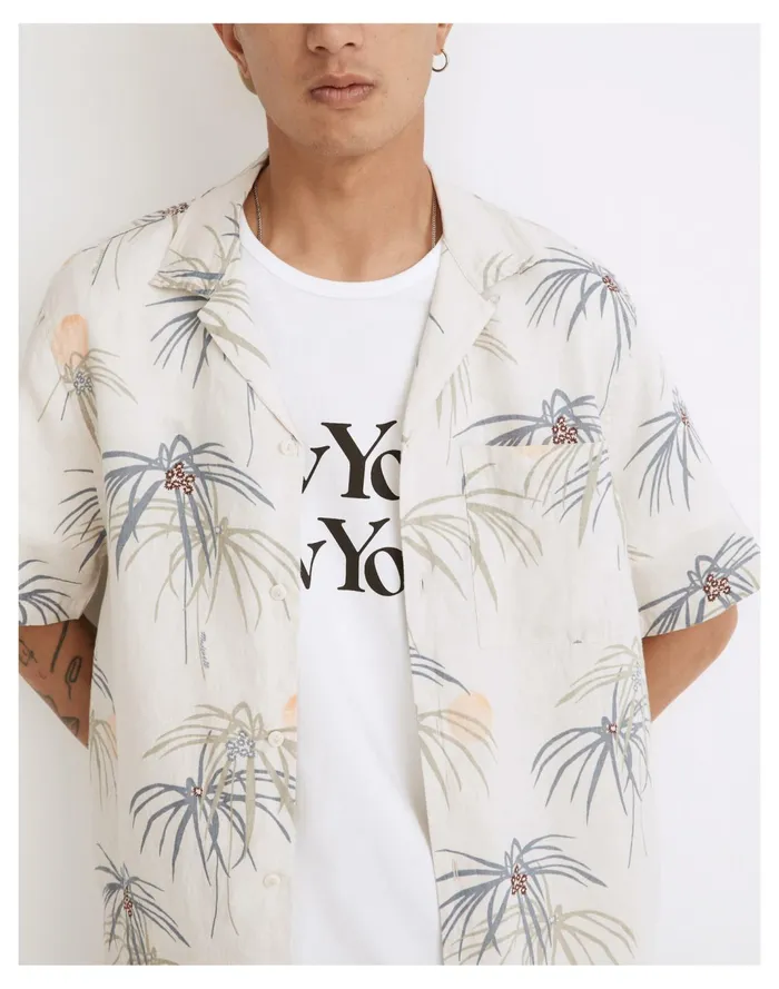 Men Linen Easy Short Sleeve Shirt In Print Vintage Linen Madewell Shirts Men Linen Easy Short Sleeve Shirt In Print Vintage Linen Madewell Shirts