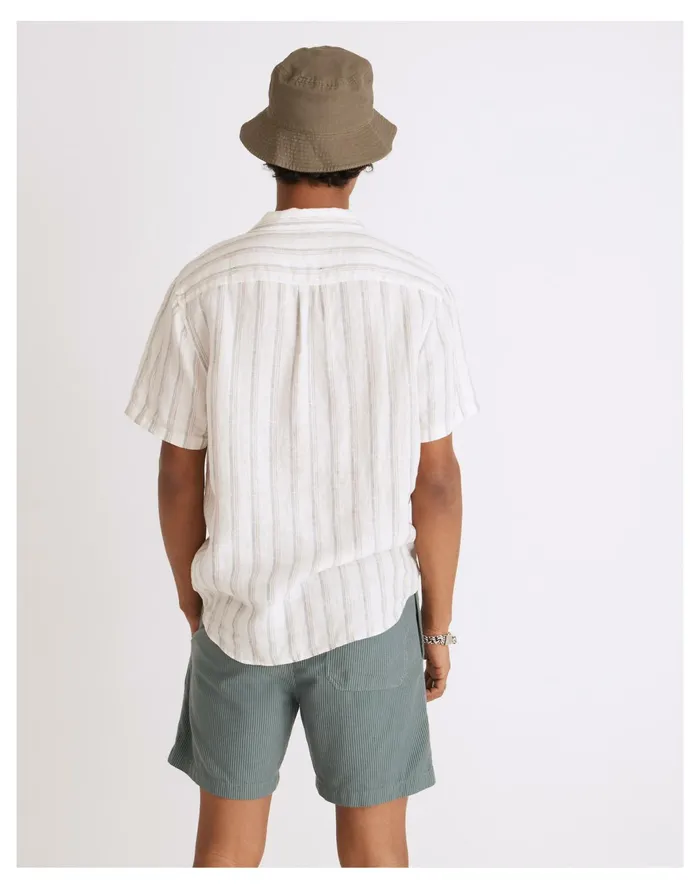 Men Linen Perfect Short Sleeve Shirt In Stripe Vintage Linen Madewell Shirts Men Linen Perfect Short Sleeve Shirt In Stripe Vintage Linen Madewell Shirts