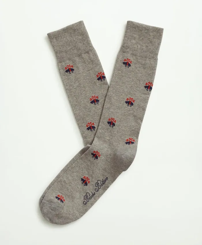 Men Logo Crew Socks Grey Brooks Brothers Sock