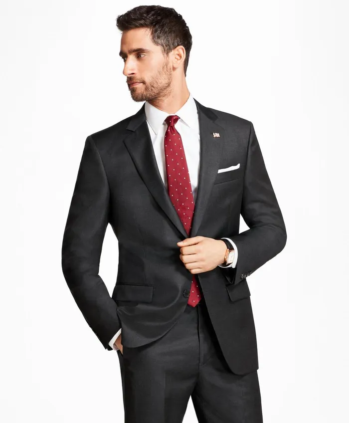 Men Madison Fit Tic 1818 Suit Grey Brooks Brothers Suits