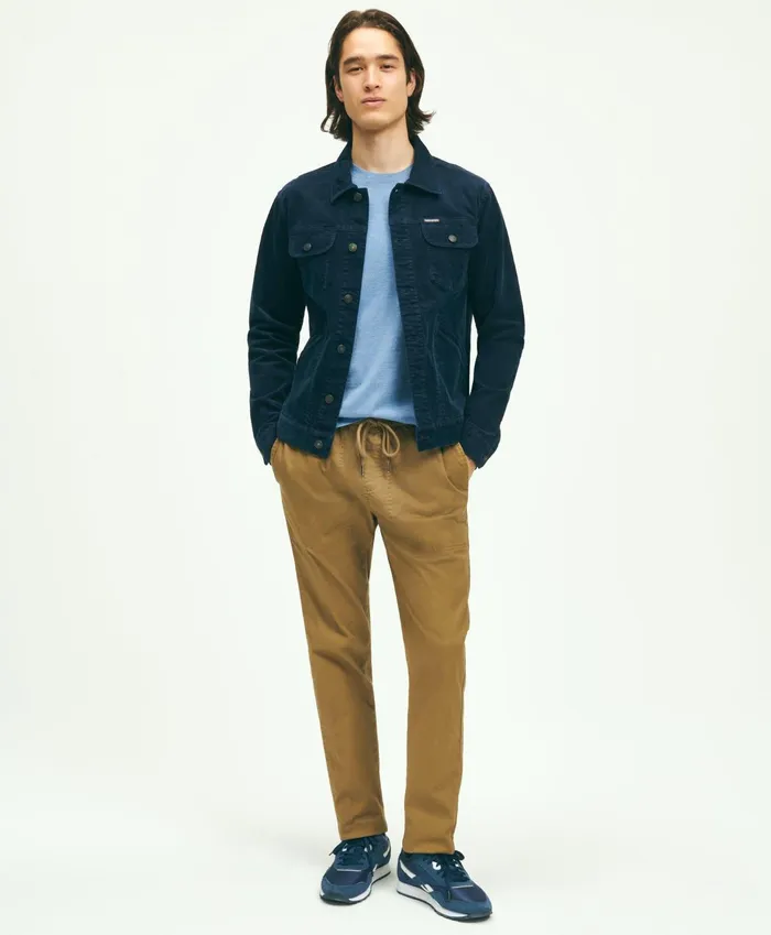 Men Medium Wale Corduroy Trucker Jacket Navy Brooks Brothers Coats and Jackets