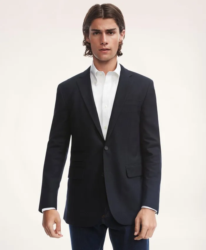 Men Milano SlimFit Hopsack Blazer Navy Brooks Brothers Sport Coats and Blazers