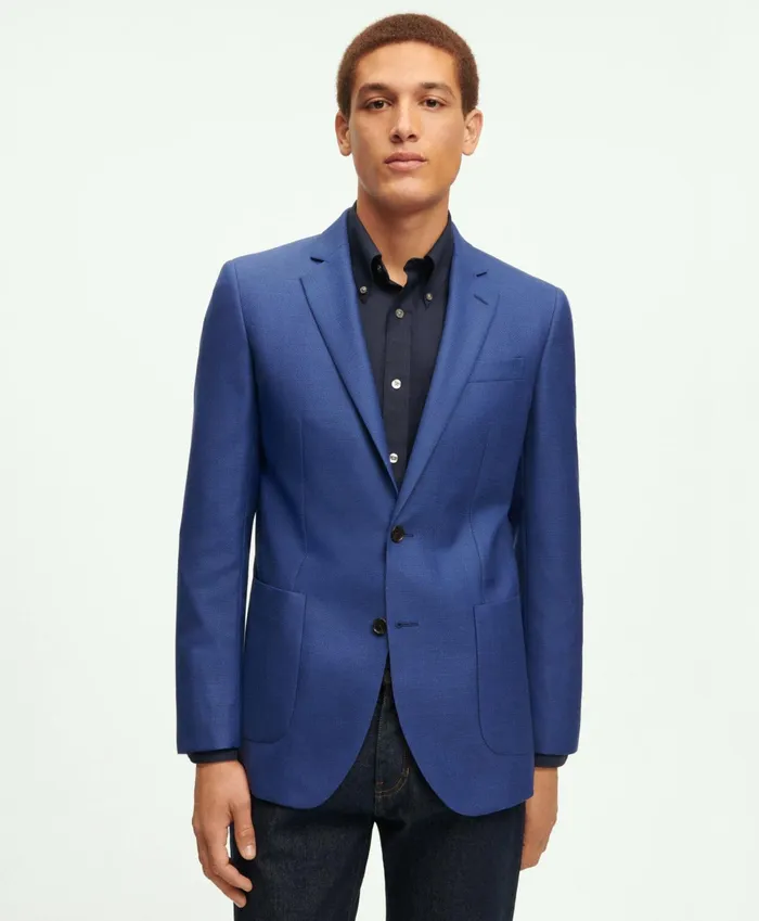 Men Milano SlimFit Wool Hopsack Sport Coat Blue Brooks Brothers Sport Coats and Blazers Men Milano SlimFit Wool Hopsack Sport Coat Blue Brooks Brothers Sport Coats and Blazers