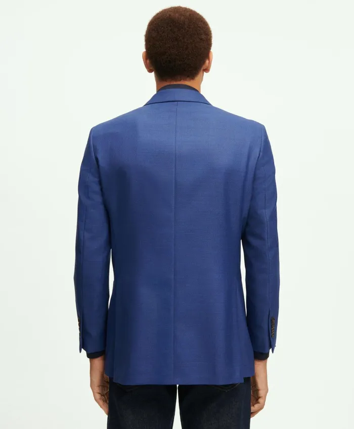Men Milano SlimFit Wool Hopsack Sport Coat Blue Brooks Brothers Sport Coats and Blazers