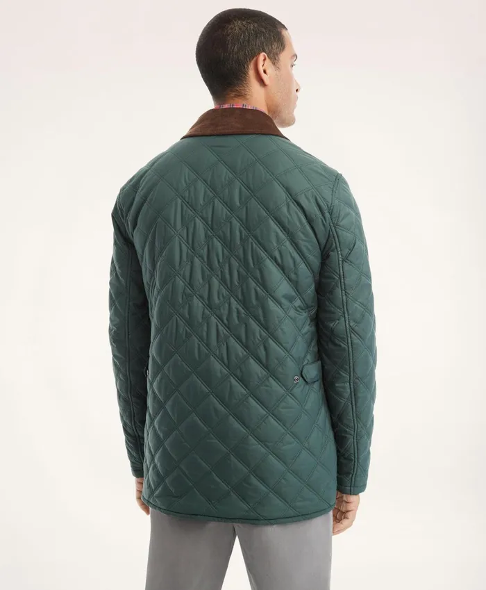 Men Paddock Diamond Quilted Coat Green Brooks Brothers Coats and Jackets