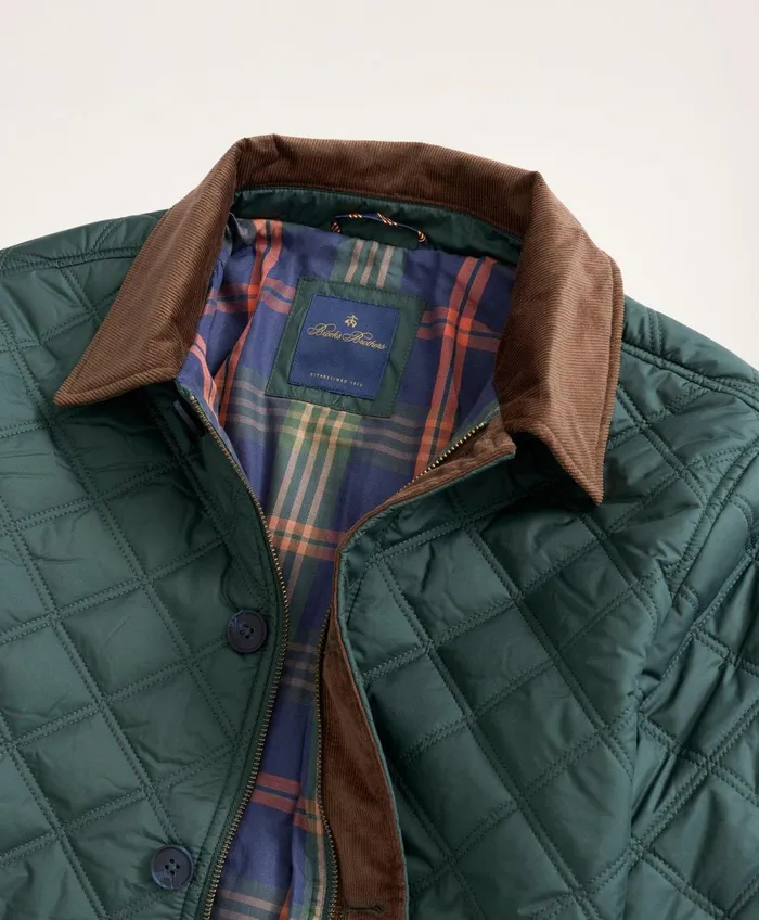 Men Paddock Diamond Quilted Coat Green Brooks Brothers Coats and Jackets