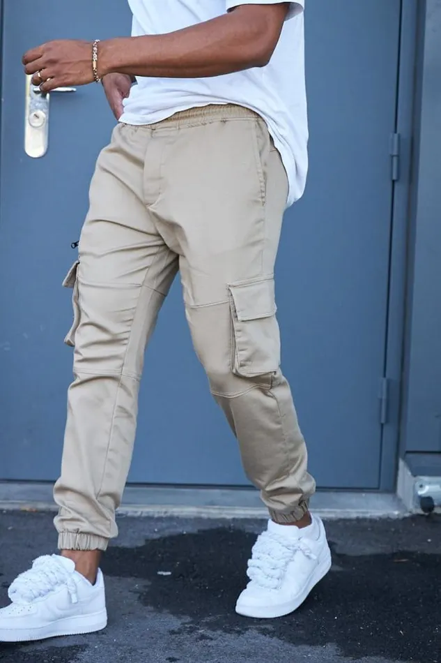 Men Pantalon Cargo Beige Fonc Darkbeige Brentiny Paris Pants