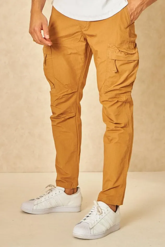 Men Pantalon Cargo En Toile Camel Camel Brentiny Paris Pants