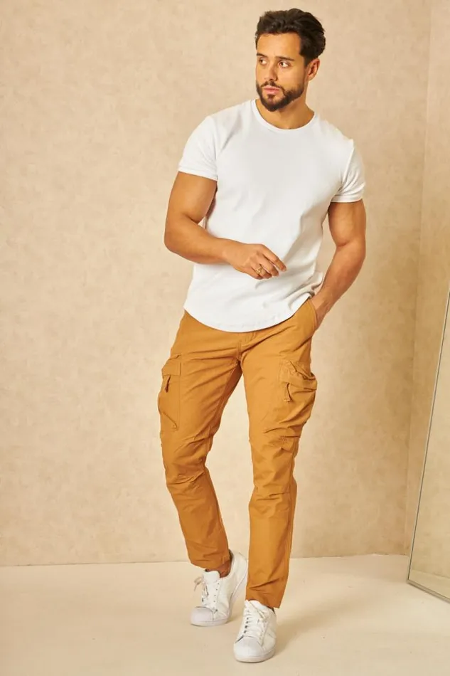 Men Pantalon Cargo En Toile Camel Camel Brentiny Paris Pants