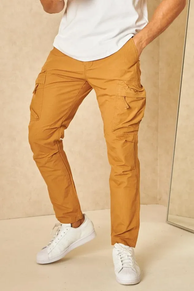 Men Pantalon Cargo En Toile Camel Camel Brentiny Paris Pants