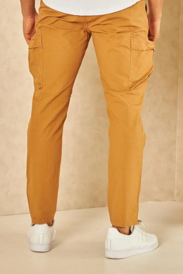 Men Pantalon Cargo En Toile Camel Camel Brentiny Paris Pants