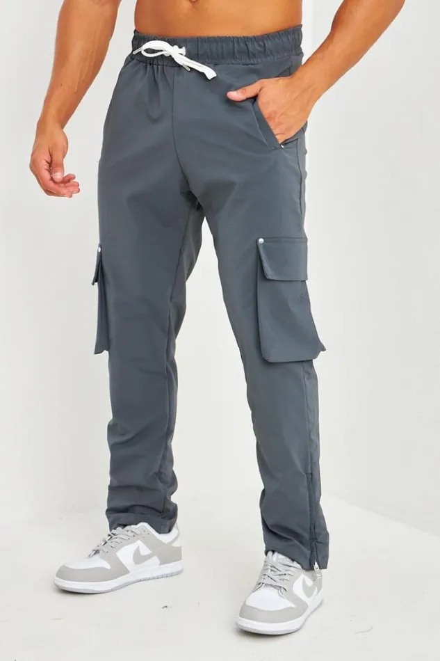 Men Pantalon De Jogging Gris Anthracite Poches Cargo Et Zipp Aux Chevilles Grey Brentiny Paris Jogging Bottoms Men Pantalon De Jogging Gris Anthracite Poches Cargo Et Zipp Aux Chevilles Grey Brentiny Paris Jogging Bottoms