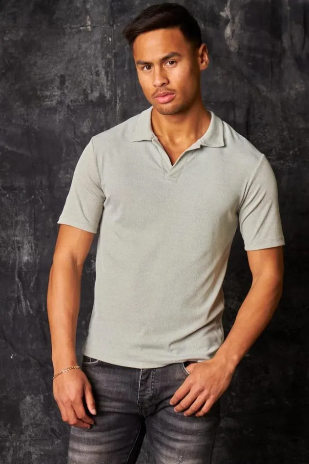 Men Polo Manches Courtes Col V Rabat Gris Clair Grisclair Brentiny Paris TShirts