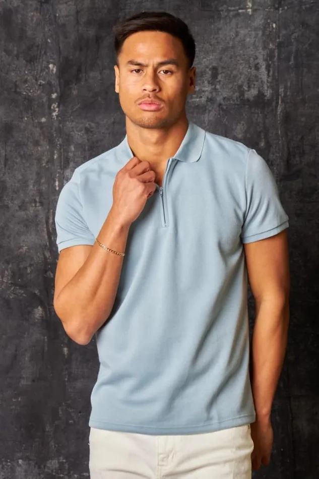 Men Polo Manches Courtes Col Zipp Bleu Clair Bleuclair Brentiny Paris Polo Shirts Men Polo Manches Courtes Col Zipp Bleu Clair Bleuclair Brentiny Paris Polo Shirts