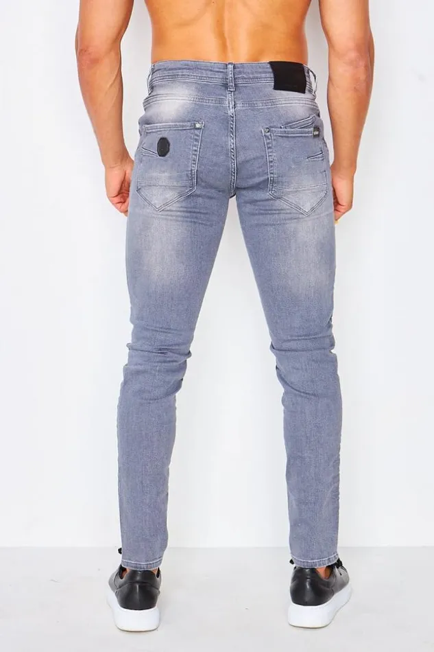 Men Project X Gray Ripped Jeans With Lining 8211 Tp21007 Grey Brentiny Paris Jeans