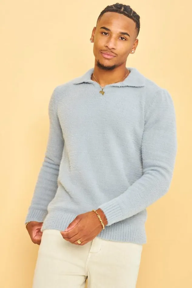 Men Pull Gris En Laine A Col Rabats Grey Brentiny Paris Sweatshirts and Pullovers