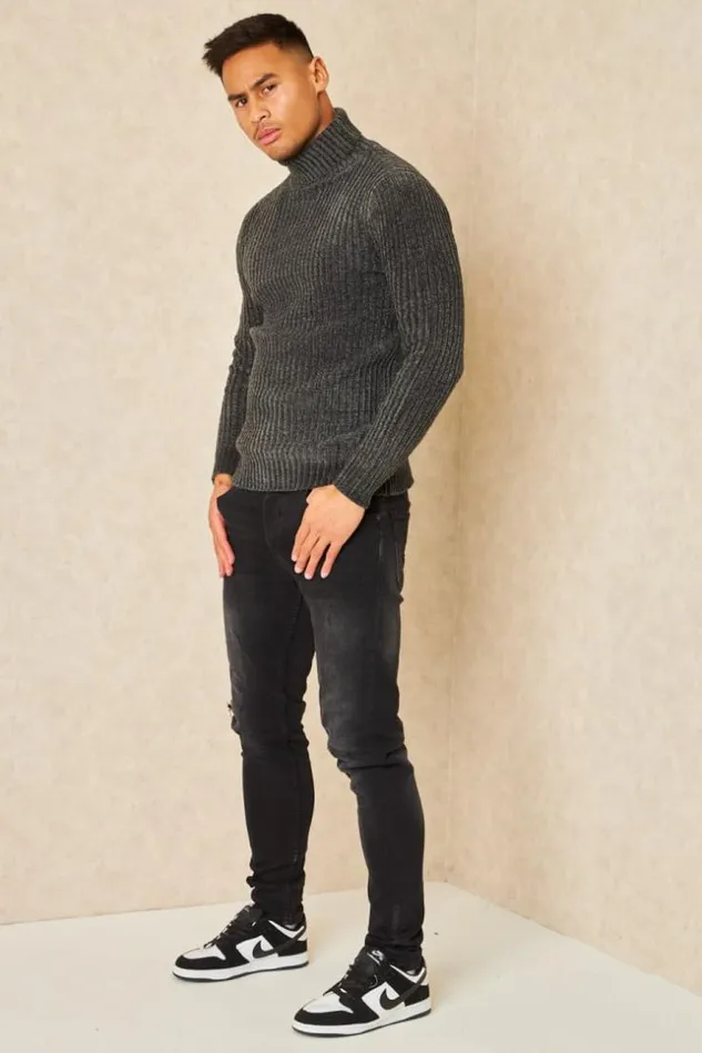 Men Pull Gris Fonc Col Roul En Velours Grey Brentiny Paris Sweatshirts and Pullovers Men Pull Gris Fonc Col Roul En Velours Grey Brentiny Paris Sweatshirts and Pullovers