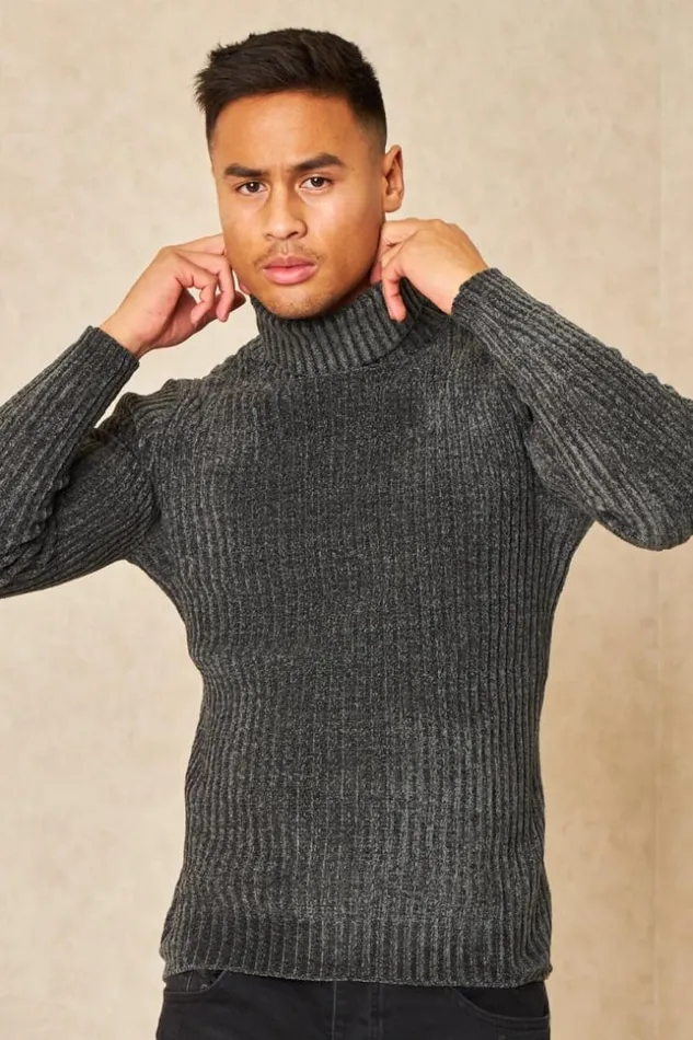 Men Pull Gris Fonc Col Roul En Velours Grey Brentiny Paris Sweatshirts and Pullovers Men Pull Gris Fonc Col Roul En Velours Grey Brentiny Paris Sweatshirts and Pullovers