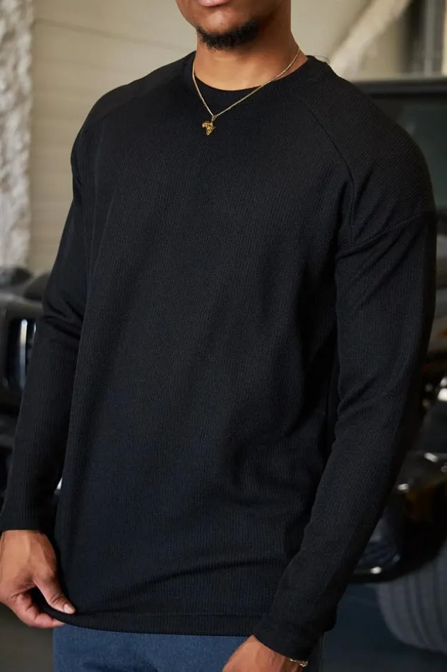 Men Pull Noir Col Rond Black Brentiny Paris Sweatshirts and Pullovers