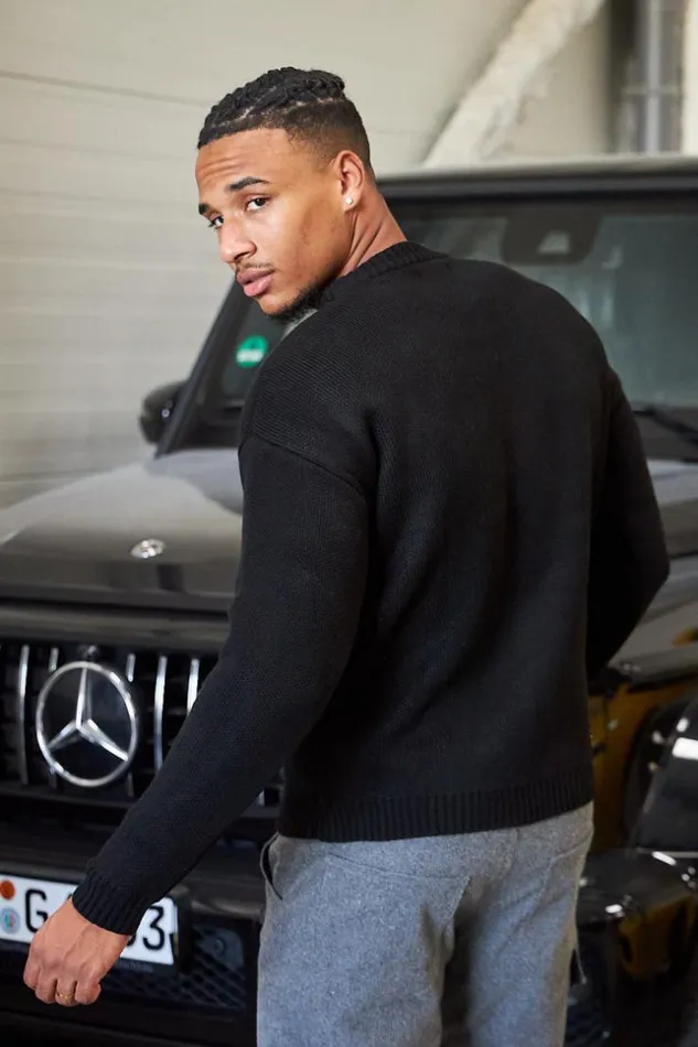 Men Pull Noir En Maille Logo 034H034 Orange Black Brentiny Paris Sweatshirts and Pullovers Men Pull Noir En Maille Logo 034H034 Orange Black Brentiny Paris Sweatshirts and Pullovers