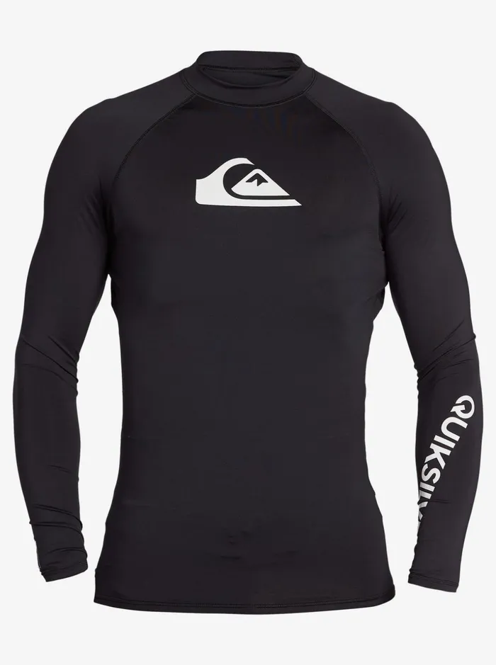 Men Quiksilver Rashguards All Time Long Sleeve UPF 50 Rashguard Black