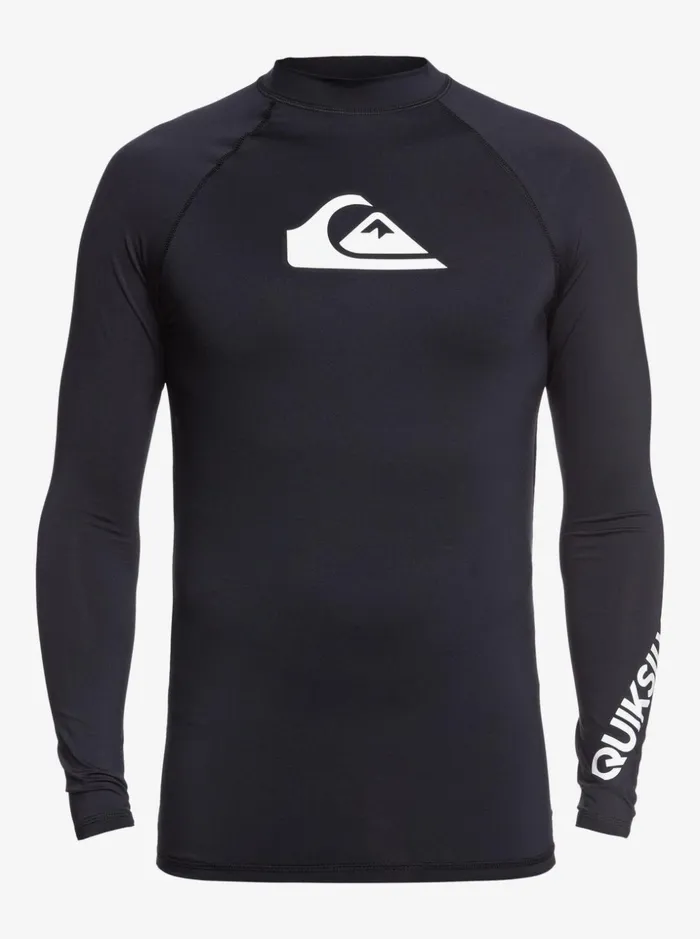 Men Quiksilver Rashguards All Time Long Sleeve UPF 50 Rashguard Black Men Quiksilver Rashguards All Time Long Sleeve UPF 50 Rashguard Black