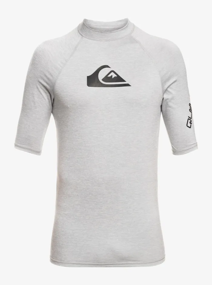 Men Quiksilver Rashguards All Time Short Sleeve UPF 50 Rashguard Sleet Heather