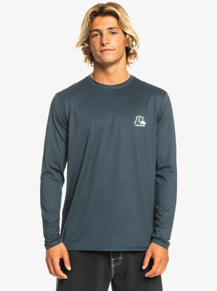 Men Quiksilver Rashguards Heritage Heather Long Sleeve UPF 50 Surf Tee Midnight Navy Heather Men Quiksilver Rashguards Heritage Heather Long Sleeve UPF 50 Surf Tee Midnight Navy Heather