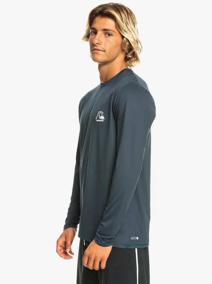 Men Quiksilver Rashguards Heritage Heather Long Sleeve UPF 50 Surf Tee Midnight Navy Heather Men Quiksilver Rashguards Heritage Heather Long Sleeve UPF 50 Surf Tee Midnight Navy Heather