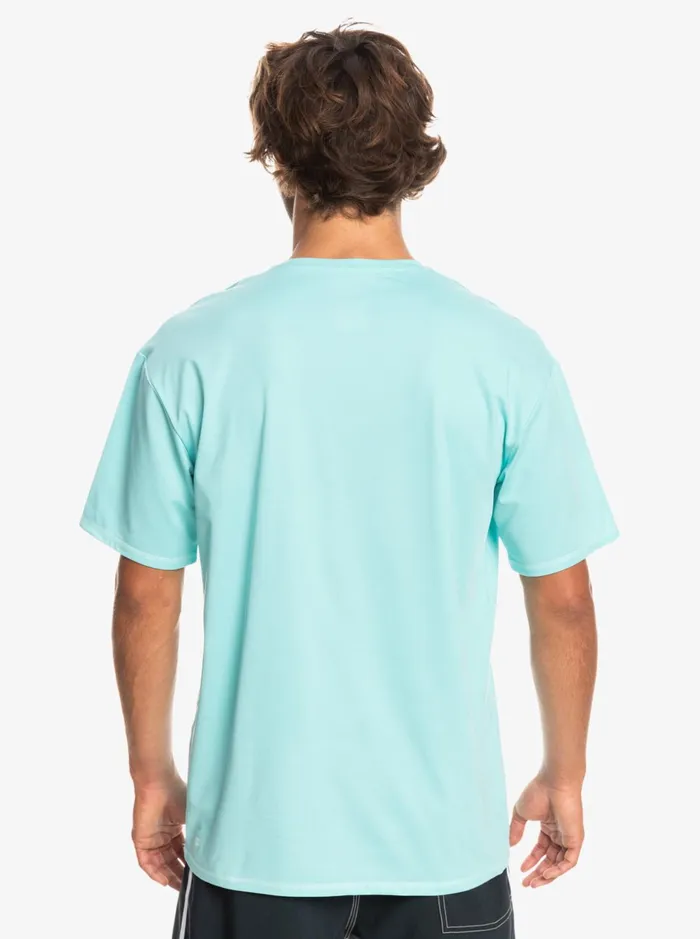 Men Quiksilver Rashguards Heritage Heather Short Sleeve UPF 50 Surf TShirt Angel Blue Heather Men Quiksilver Rashguards Heritage Heather Short Sleeve UPF 50 Surf TShirt Angel Blue Heather