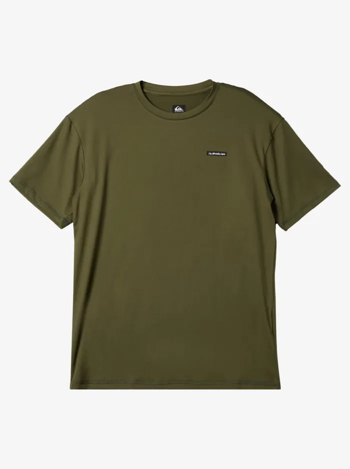 Men Quiksilver Rashguards Omni Session UPF 50 Short Sleeve Surf Tee Four Leaf Clover