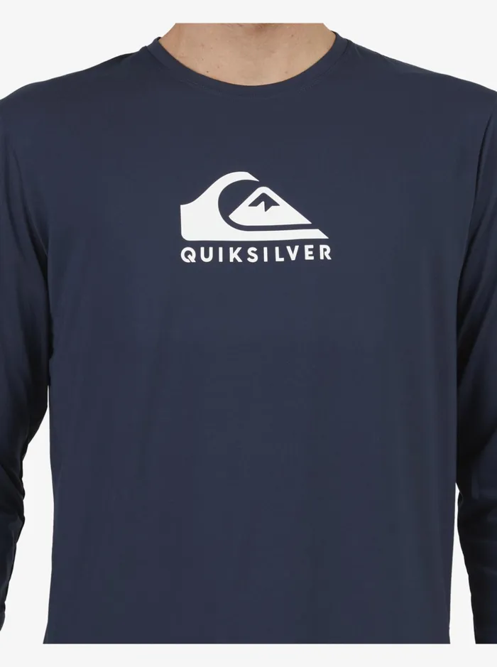 Men Quiksilver Rashguards Solid Streak Long Sleeve UPF 50 Surf TShirt Navy Blazer Men Quiksilver Rashguards Solid Streak Long Sleeve UPF 50 Surf TShirt Navy Blazer