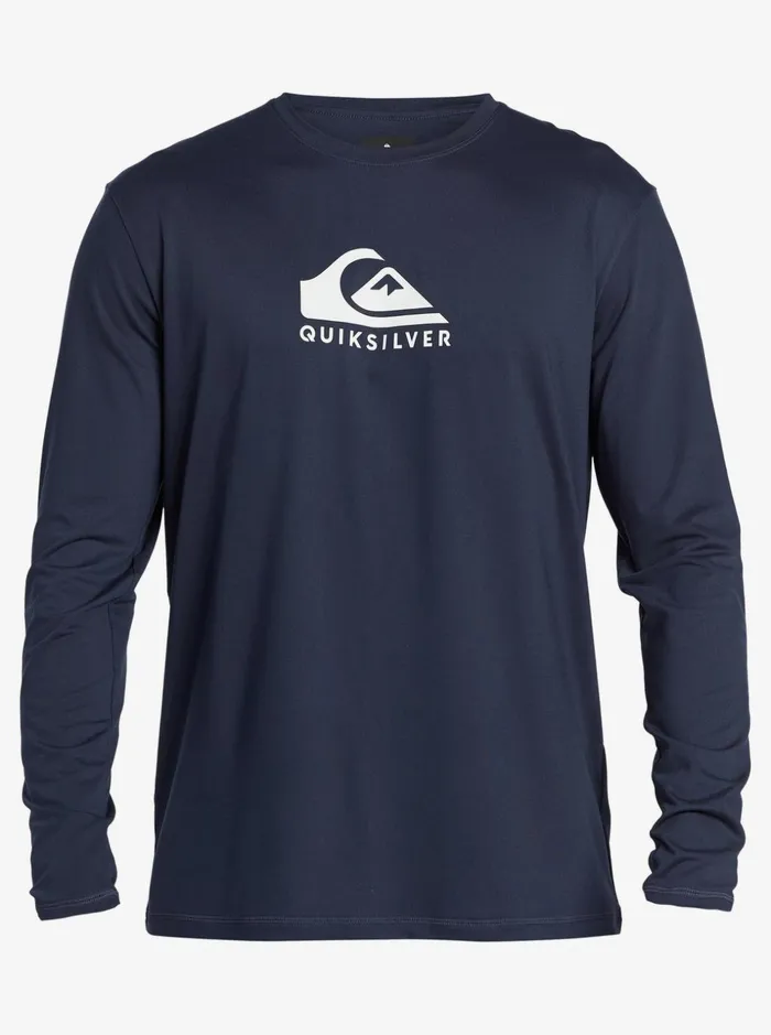 Men Quiksilver Rashguards Solid Streak Long Sleeve UPF 50 Surf TShirt Navy Blazer Men Quiksilver Rashguards Solid Streak Long Sleeve UPF 50 Surf TShirt Navy Blazer