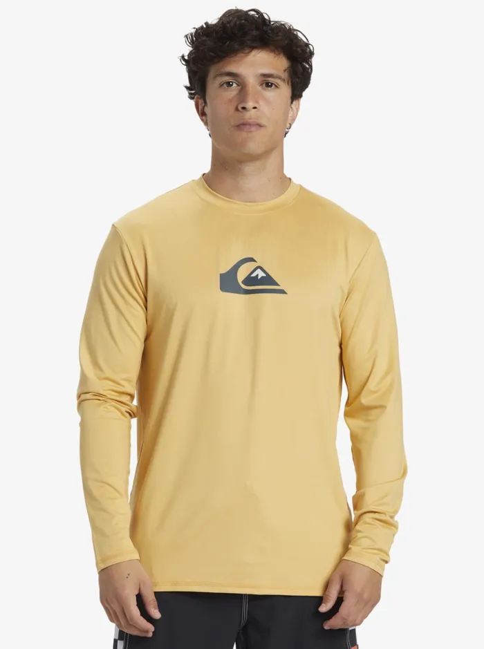 Men Quiksilver Rashguards Solid Streak Long Sleeve UPF 50 Surf Tee Wheat Men Quiksilver Rashguards Solid Streak Long Sleeve UPF 50 Surf Tee Wheat