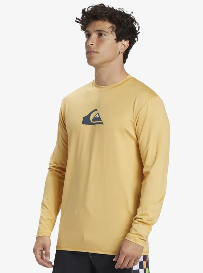 Men Quiksilver Rashguards Solid Streak Long Sleeve UPF 50 Surf Tee Wheat Men Quiksilver Rashguards Solid Streak Long Sleeve UPF 50 Surf Tee Wheat